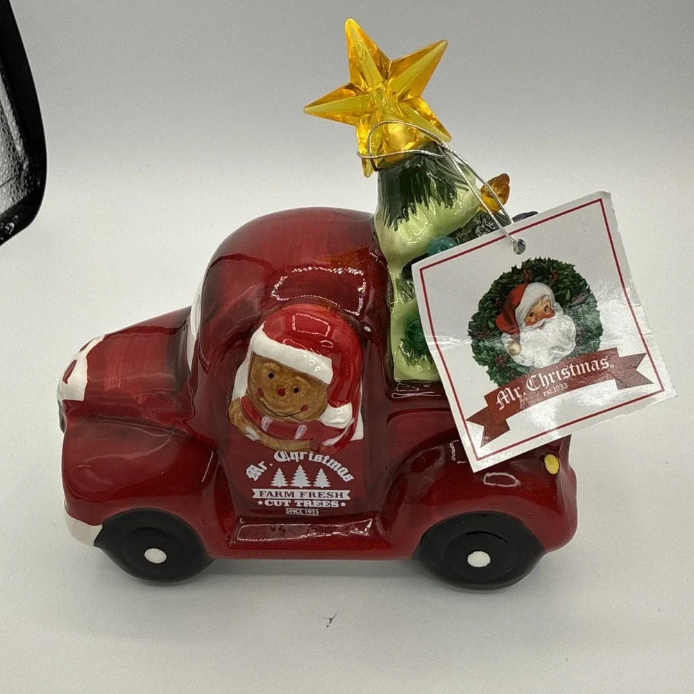 Mr Christmas Red Truck Farm Fresh Trees Set of 6 Lighted Tree‎ Top Holiday Decor